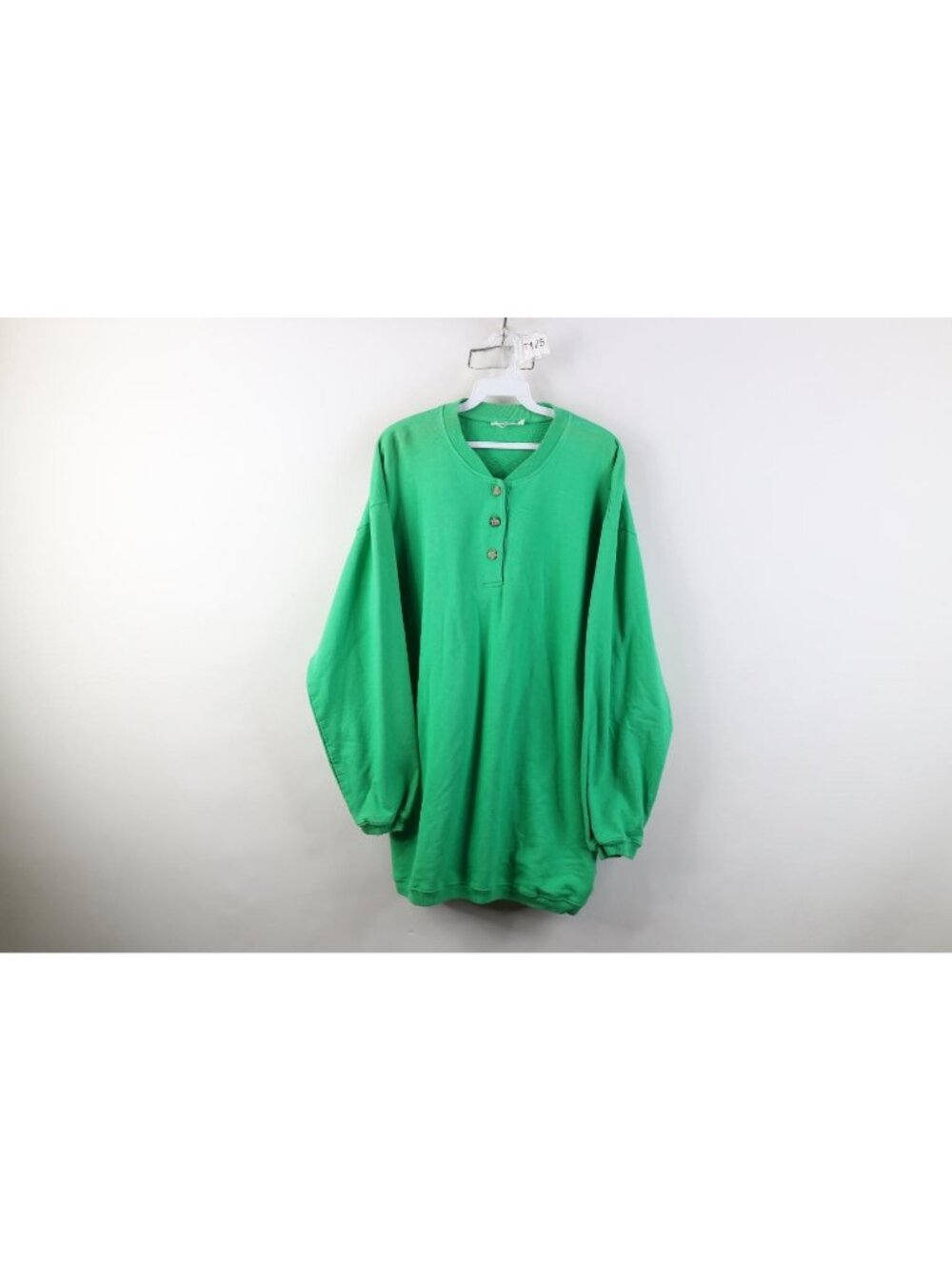 Vintage 90s Streetwear Womens 2XL Faded Blank French Terry Henley Sweatshirt